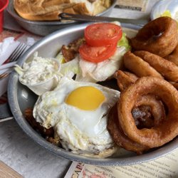 Hickory Valley Farm Restaurant - Sunrise burger and onion ring