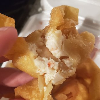 Dynasty Garden - Bland, some sort of seafood mixture 'cream cheese wontons' - Dim Sum Near Me - Modesto, California Dynasty Garden - Bland, some sort of seafood mixture 'cream cheese wontons' - Dim Sum Near Me - Modesto, California