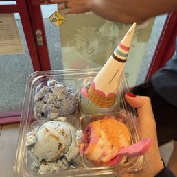 Cookie Monster, beach day, and both sherbets available.