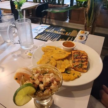 Faros Restaurant - Shrimp  ceviche and grill salmon - Dominican Near Me - Framingham, Massachusetts