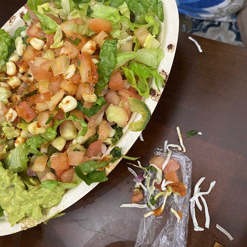 Chipotle Mexican Grill - "Vegan" bowl, asked for no cheese.  but got this covered in cheese. - Fast Food Near Me - Smyrna, Tennessee