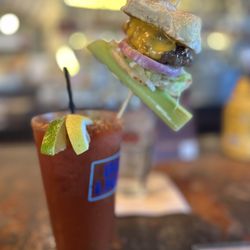 G's Burgers - Bloody Mary Sunday. Delicious!!! Slider was cooked to perfection.