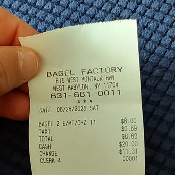 Bagel Factory - My bill - Bagels Near Me - West Babylon, New York Bagel Factory - My bill - Bagels Near Me - West Babylon, New York