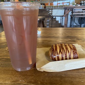 Bodhi Leaf Coffee Traders - Black iced tea and chocolate croissant - Coffee & Tea Near Me - Orange, California