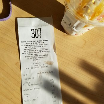 McDonald's - My comped Caramel Frappe. Thank you Mr. Lewis and Felicia. Have a great day! - Fast Food Near Me - Shreveport, Louisiana McDonald's - My comped Caramel Frappe. Thank you Mr. Lewis and Felicia. Have a great day! - Fast Food Near Me - Shreveport, Louisiana