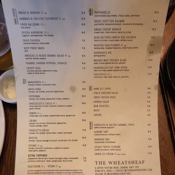 The Wheatsheaf - Food menu, beers on tap rotate. - Pubs Near Me - London, XGL