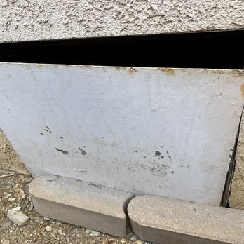 Orkin - This is the door to under my house that after Orkin came. Broken and with BIG GAPs!!!! WTF? - Pest Control Near Me - Hayward, California