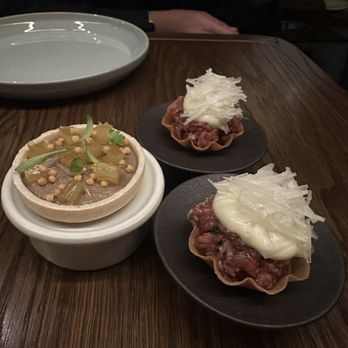 Yeobo Darling - chicken liver tartlet & wagyu beef tartare tartlets - Taiwanese Near Me - Menlo Park, California