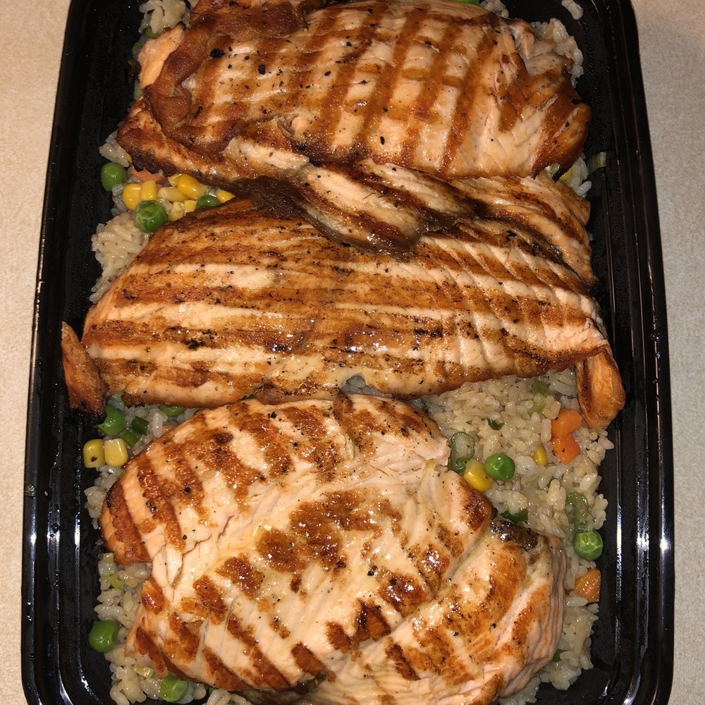 Fish King - Grilled salmon over rice - Seafood Markets Near Me - Glendale, California Fish King - Grilled salmon over rice - Seafood Markets Near Me - Glendale, California