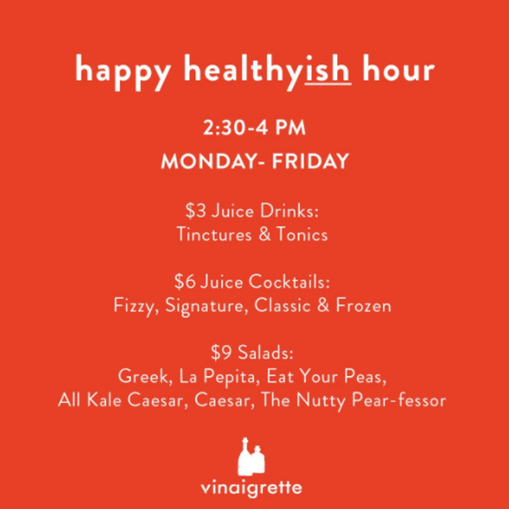 Vinaigrette - Nice "healthy-ish" happy hour specials... La Pepita and All Kale Caesar are incredible!!! - Salad Near Me - Austin, Texas Vinaigrette - Nice "healthy-ish" happy hour specials... La Pepita and All Kale Caesar are incredible!!! - Salad Near Me - Austin, Texas