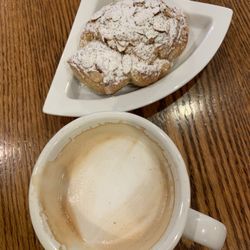 Waterville Standard Bakery - Almond Croissant and latte