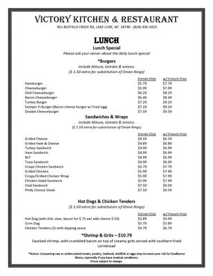 Menu photo 6 Victory Kitchen & Restaurant Lake Lure, NC Menu photo 6 Victory Kitchen & Restaurant Lake Lure, NC