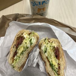 DTLA Bodega - Bacon lettuce and cucumber sandwich.