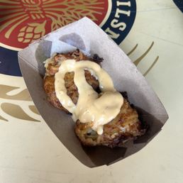 BEER CHEESE AND BRAT SPUD MUFFIN