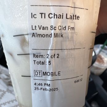 Starbucks - iced chai with sweet vanilla cold foam before - Coffee & Tea Near Me - Bellflower, California Starbucks - iced chai with sweet vanilla cold foam before - Coffee & Tea Near Me - Bellflower, California