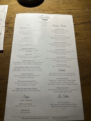 Menu photo 1 Escondido Santa Fe, NM