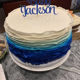 Ombre buttercream chocolate cake with raspberry filling!