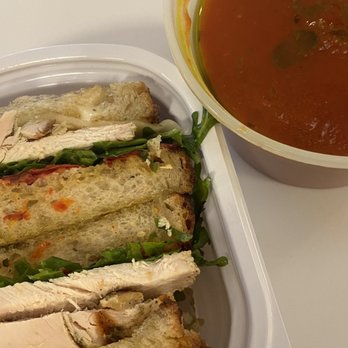 Tender Greens - Chicken Pesto Sandwich and Roasted Tomato Soup - New American Near Me - Irvine, California Tender Greens - Chicken Pesto Sandwich and Roasted Tomato Soup - New American Near Me - Irvine, California