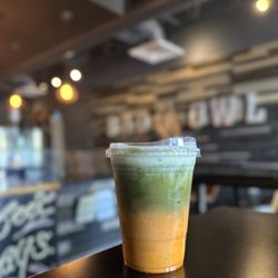 Orange Chiffon Latte with Matcha and Oat Milk - delicious and refreshing