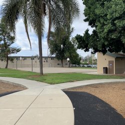 Bathroom facilities and basketball court