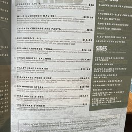Food menu side two