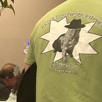Ned's Southside Kitchen - Great shirt with Milo the Ned's parking lot cat. - New American Near Me - Saint Augustine, Florida