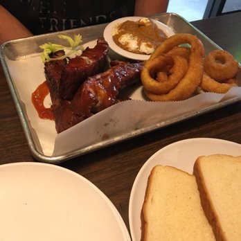 Lefty's Barbecue - Ribs with onion rings & sweet potato soufflé. - Barbeque Near Me - Waldorf, Maryland Lefty's Barbecue - Ribs with onion rings & sweet potato soufflé. - Barbeque Near Me - Waldorf, Maryland