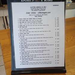 Clifton Bagels - Menu