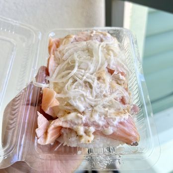 Sushi Bay - Garlic Salmon Nigiri - Sushi Bars Near Me - Kapolei, Hawaii Sushi Bay - Garlic Salmon Nigiri - Sushi Bars Near Me - Kapolei, Hawaii
