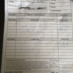 Asaf's Locksmith - Note the receipt indicates 189 for total labor.  Not 189 plus 150.