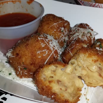 Box Kitchen - Fried mac & cheese balls: marinara, cheese curds ($5) - Food Stands Near Me - San Francisco, California Box Kitchen - Fried mac & cheese balls: marinara, cheese curds ($5) - Food Stands Near Me - San Francisco, California