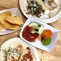 El Pollito Express #2 - Variety of street tacos (shrimp, chicken, steak, chorizo) and chips & salsa and fresh veggies