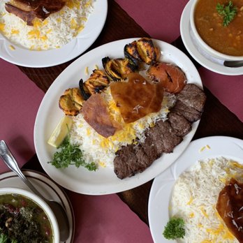 Persian Grill - Kebab (middle) and stews on the side - Persian/Iranian Near Me - Lafayette Hill, Pennsylvania