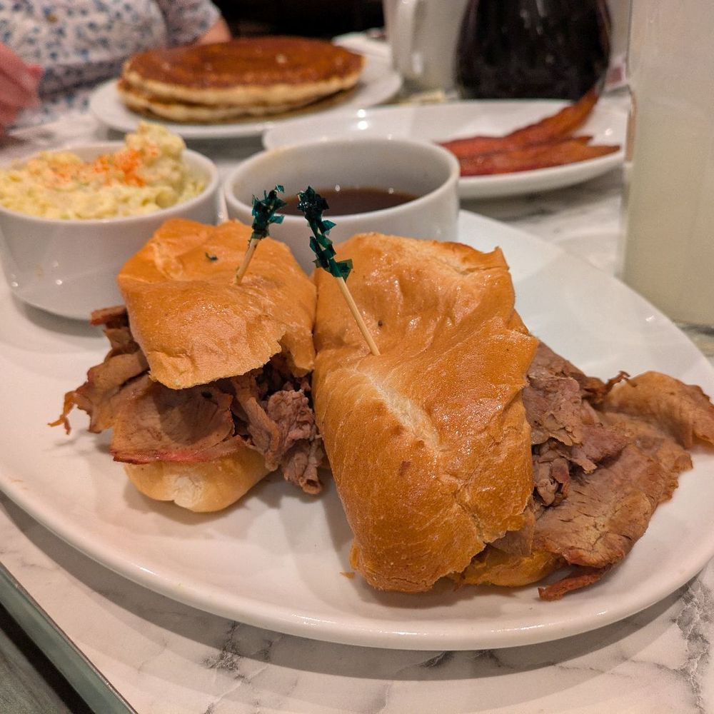 Du-par's Restaurant and Bakery - @endoedibles on Instagram 4/19/26 French Dip - sliced tri-tip, warm brioche roll, au jus - American Near Me - Las Vegas, Nevada Du-par's Restaurant and Bakery - @endoedibles on Instagram 4/19/26 French Dip - sliced tri-tip, warm brioche roll, au jus - American Near Me - Las Vegas, Nevada