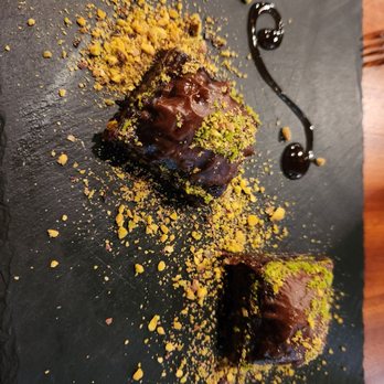 Meze Moon - Chocolate pistachio baklava - Mediterranean Near Me - Chico, California Meze Moon - Chocolate pistachio baklava - Mediterranean Near Me - Chico, California