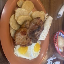 Pork chop and eggs Pork chop and eggs