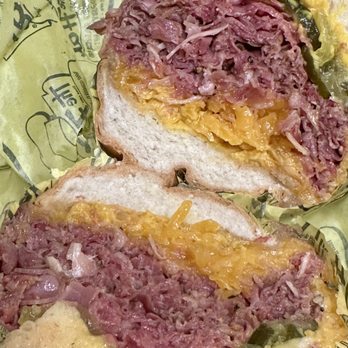 The Hat - Pastrami Dip with cheddar cheese extra pickles and mustard - American Near Me - Pasadena, California