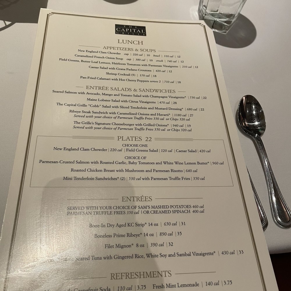 The Capital Grille - Lunch menu. May 2022. - Steakhouses Near Me - Clayton, Missouri