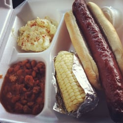 Incredible Johns - 1/4lb all beef hotdog, bakes beans, potato salad and corn