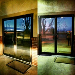 Scenic Window Films - One way mirror tint and Company Logo with Frost Window Film
