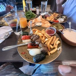 Lamb Chops Kabob French Fries Persian Hummus