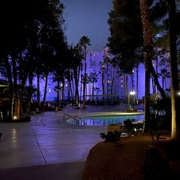 Casablanca pool area at night.