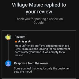 Petty review reply before they deleted it. Just goes to show the type of person the owner is. Petty review reply before they deleted it. Just goes to show the type of person the owner is.