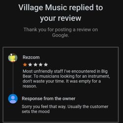 Petty review reply before they deleted it. Just goes to show the type of person the owner is.