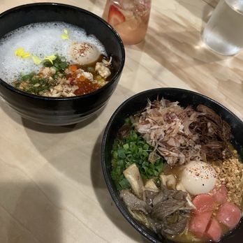 Lotus Noodle Bar - Lobster & noodles (left), sweet soy brisket (right) - Ramen Near Me - St. Augustine, Florida
