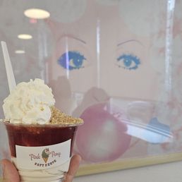 The Dolly! Vanilla ice cream with strawberry topping and crushed Graham crackers.
