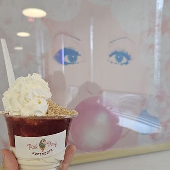Pink Pony Soft Serve - The Dolly! Vanilla ice cream with strawberry topping and crushed Graham crackers. - Ice Cream & Frozen Yogurt Near Me - Albuquerque, New Mexico