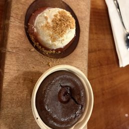 Lava cake with strawberry jam ice cream Lava cake with strawberry jam ice cream