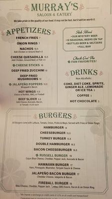 Menu photo 8 Murray's Saloon & Eatery Big Bear Lake, CA
