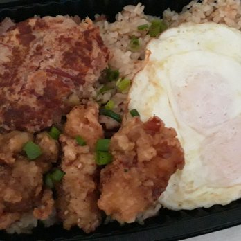 Zippy's McCully - Korean chicken breakfast plate. Includes fried rice,  Korean chicken, choice of meat: corned beef hash,  2 eggs - Fast Food Near Me - Honolulu, Hawaii